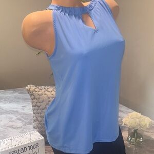 Lulu-B Blue Ruched Cut Out Tank Top